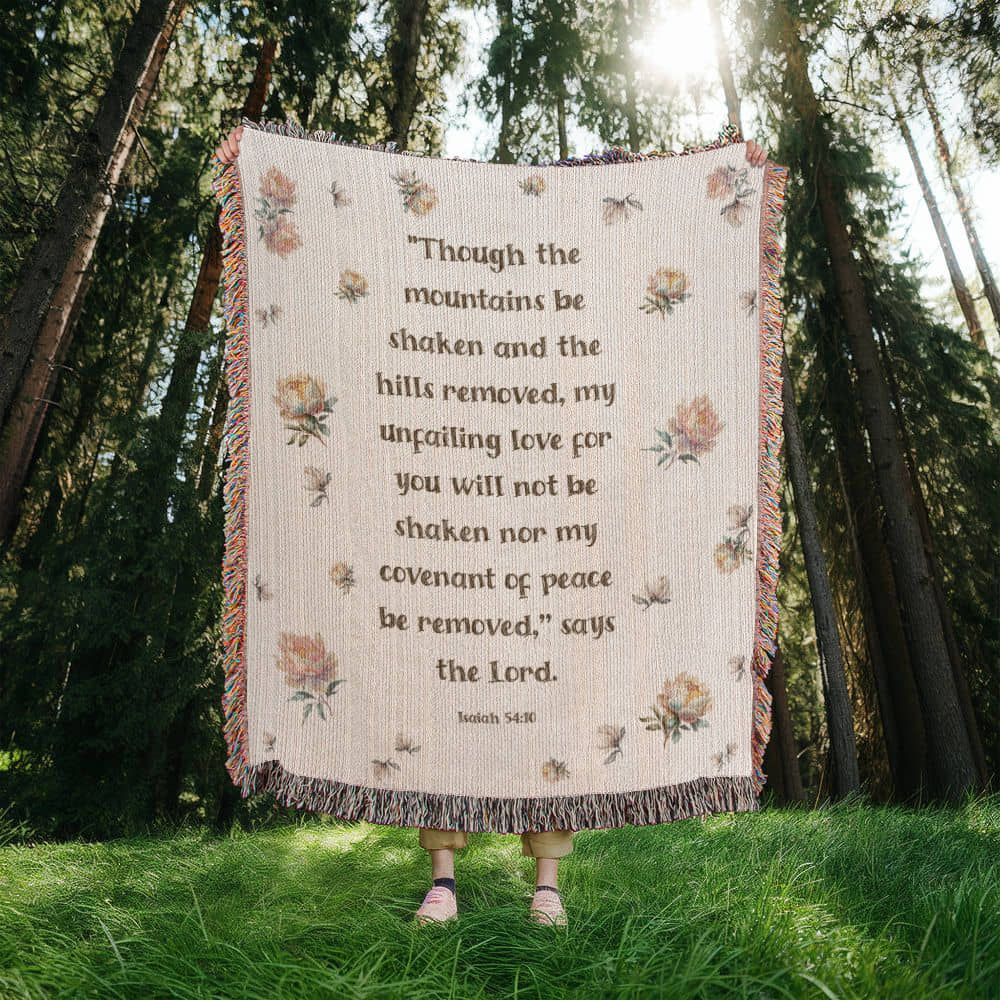 Isaiah 54:10 God's Unfailing Love Woven Blanket