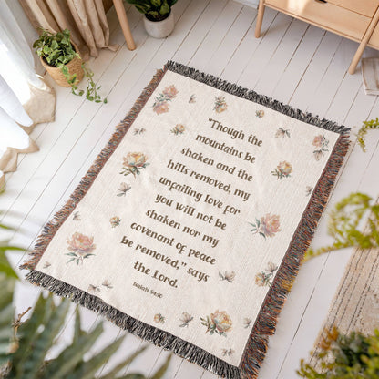 Isaiah 54:10 God's Unfailing Love Woven Blanket